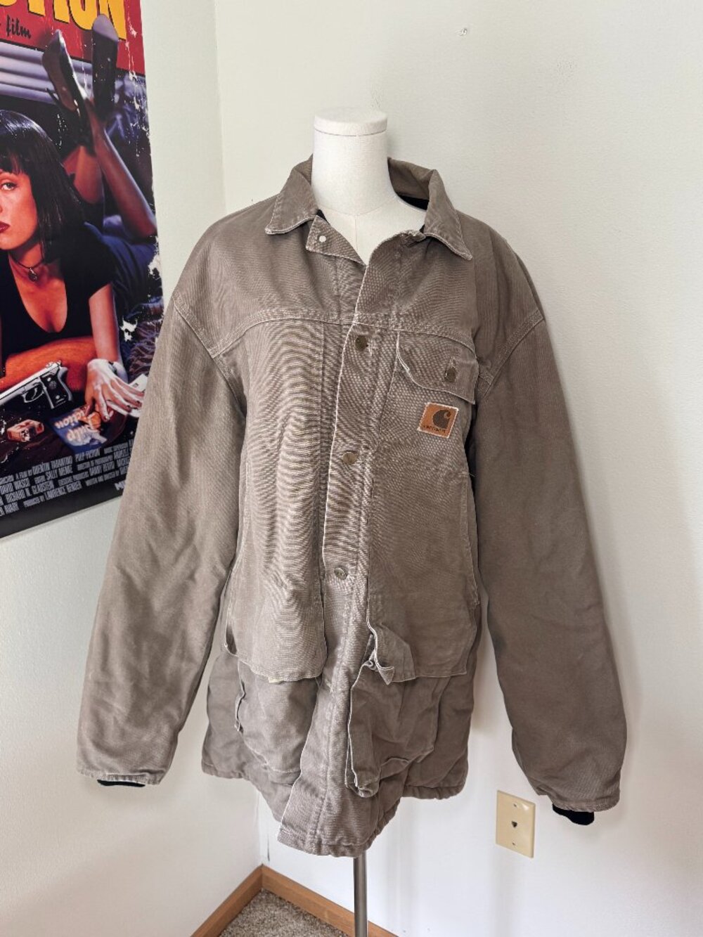 Carhartt Vintage Distressed Light Brown Thick Workman Jacket with Soft Interior
